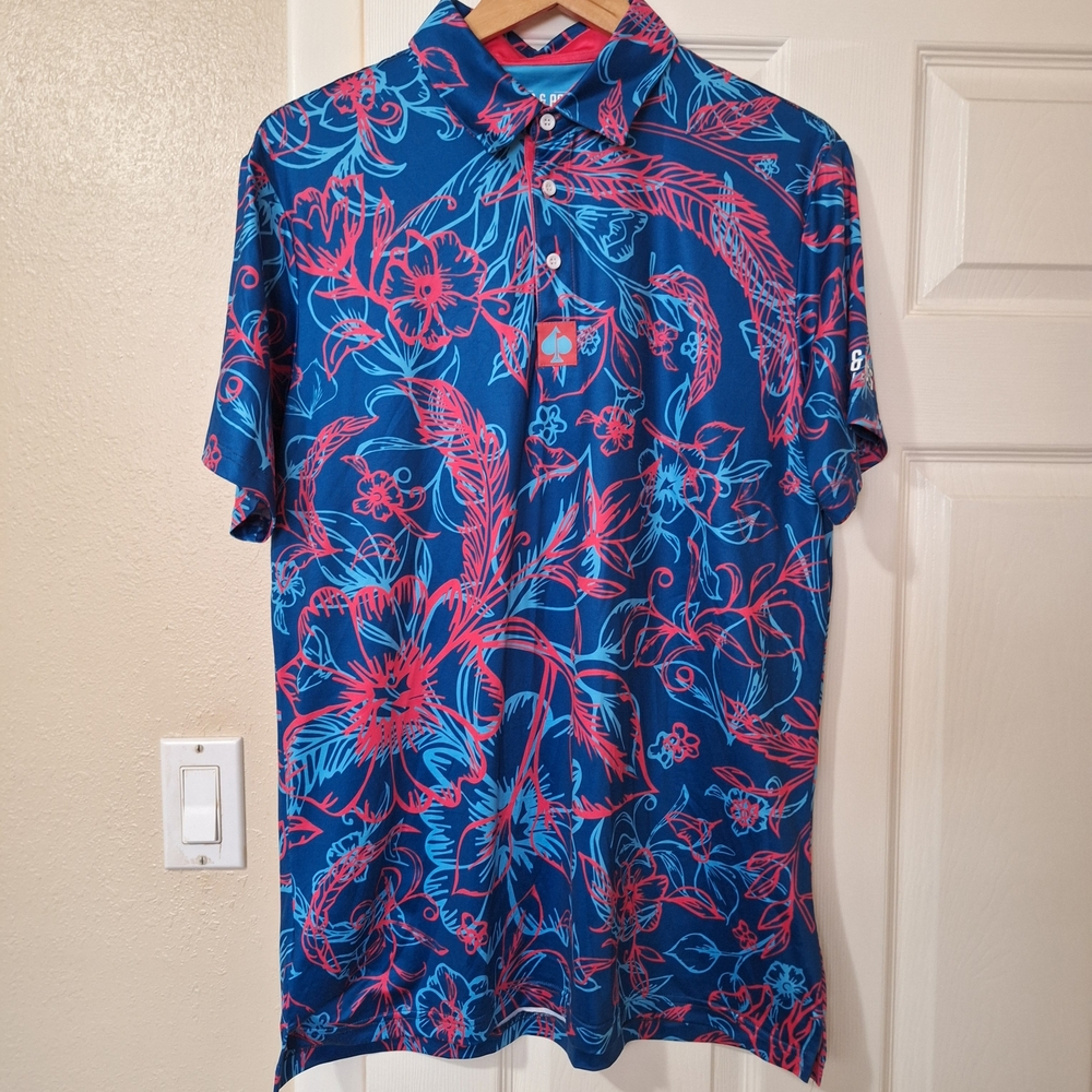 Pins & Aces Cabo Colada Golf Polo Golf Shirt Size Men's Large